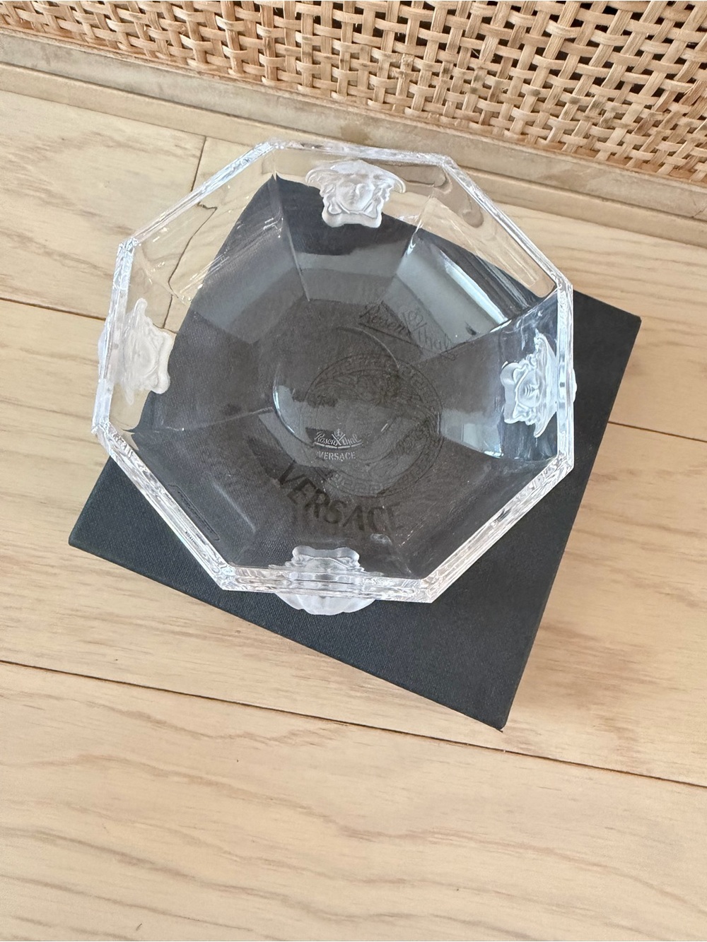 Vintage Versace Medusa Clear Crystal Octagonal Dish Bowl 14cm w/ Box - Picture 7 of 8